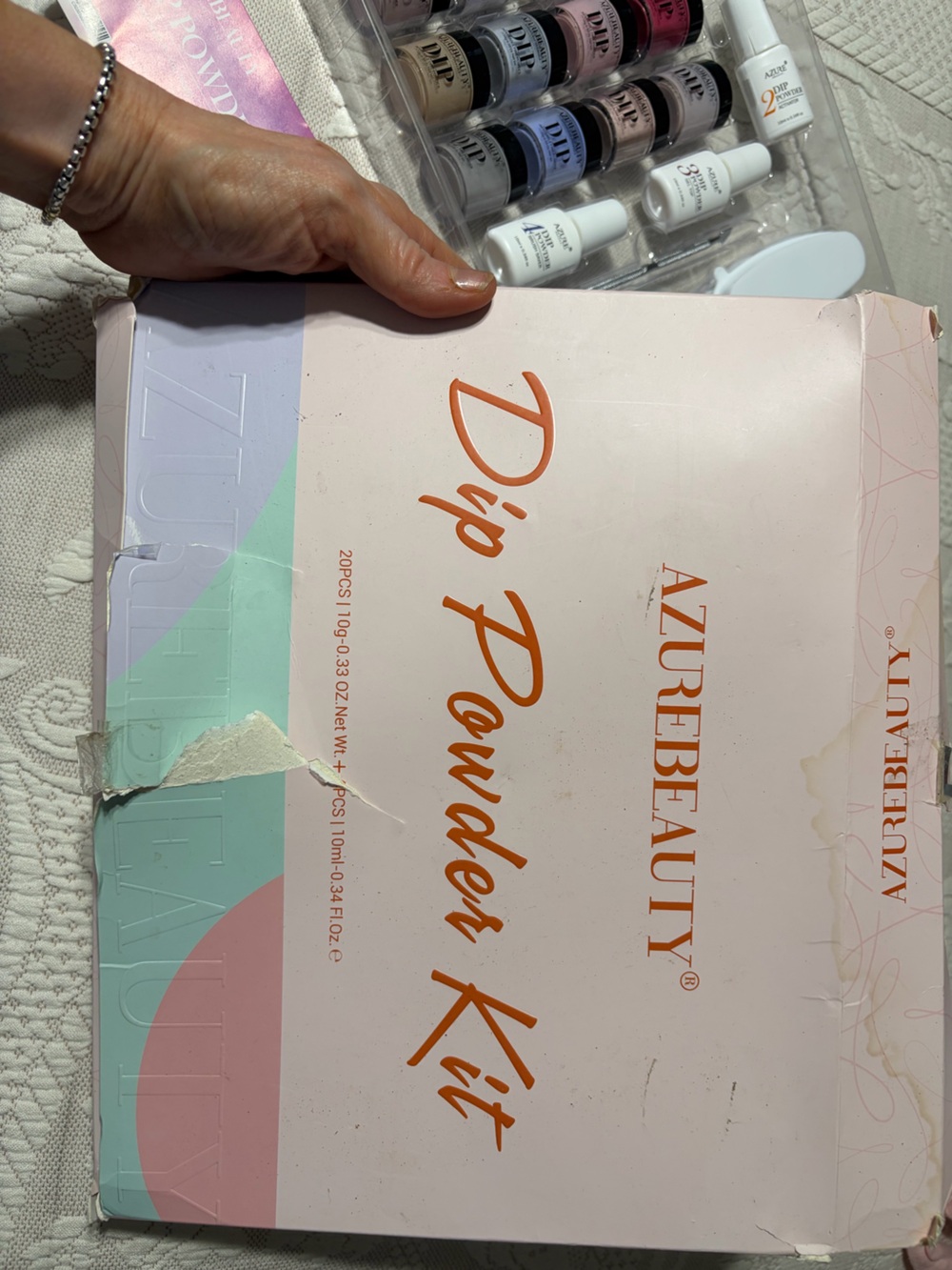 New - the box is in bad shape - products are NEW AzureBeauty Dip Powder Kit
